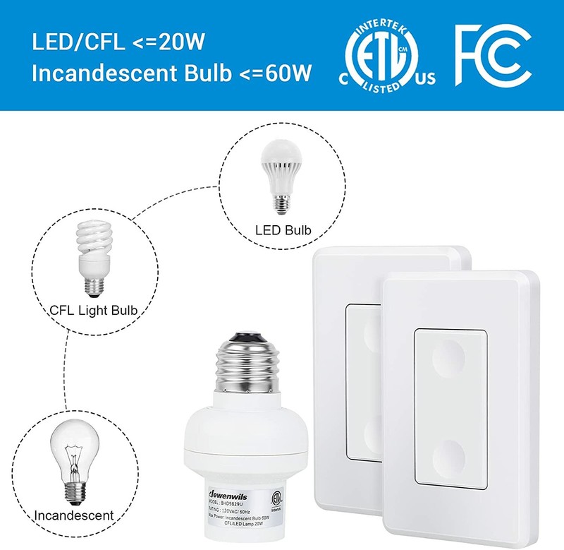 DEWENWILS Remote Control Light Socket Wireless Light Switch for Light Fixtures gallery