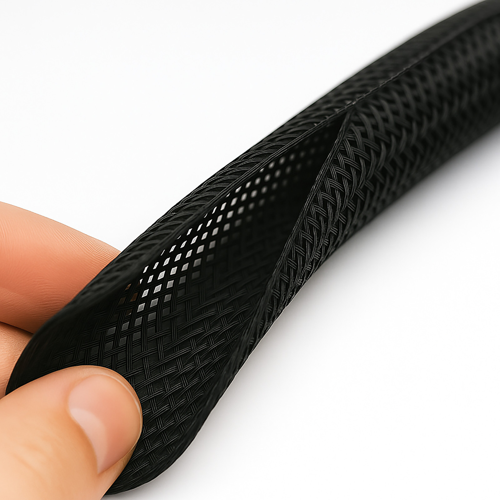 Hook Self Closing Braided Wrap Around Sleeving - 1/8" to 2" - Black, Gray, White gallery