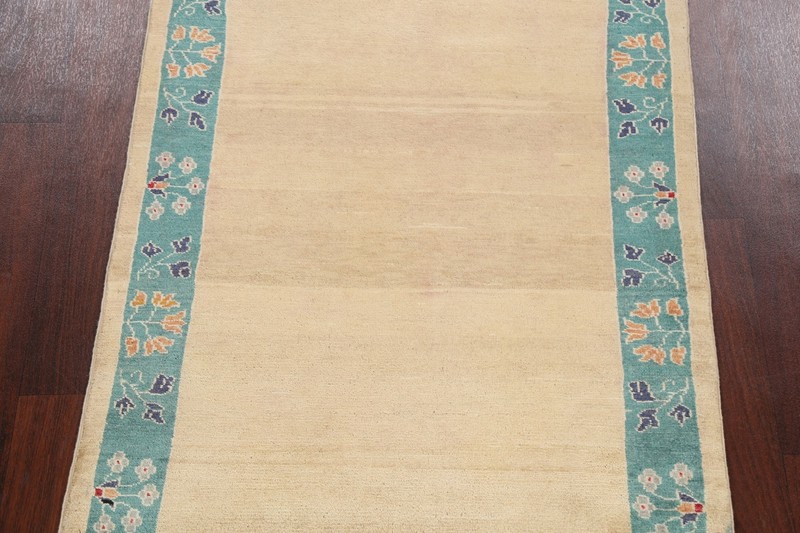 IVORY Bordered Gabbeh Kashkoli Oriental Area Rug Hand-knotted Wool Carpet 3'x5' gallery