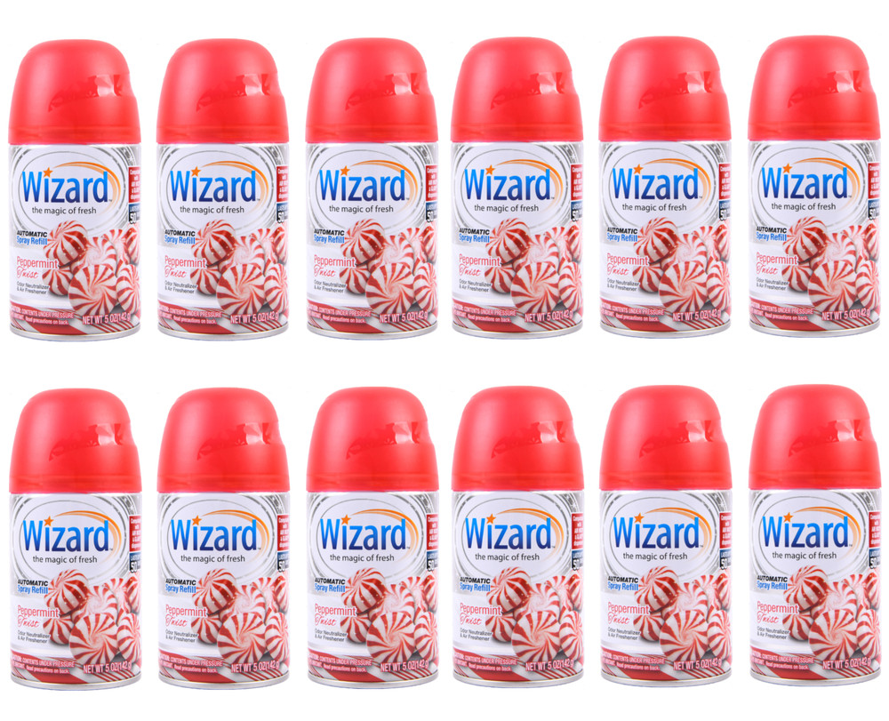 12 Wizard Automatic Spray Refills Peppermint Twist Scent Each 5 oz (See Note)