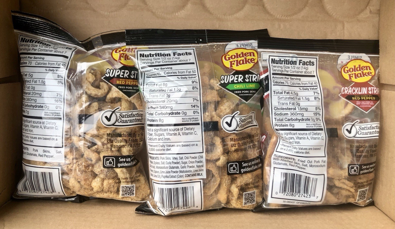 Golden Flake Cracklin & Super Strips Red Pepper Chili Lime Chicharrones VARIETY gallery
