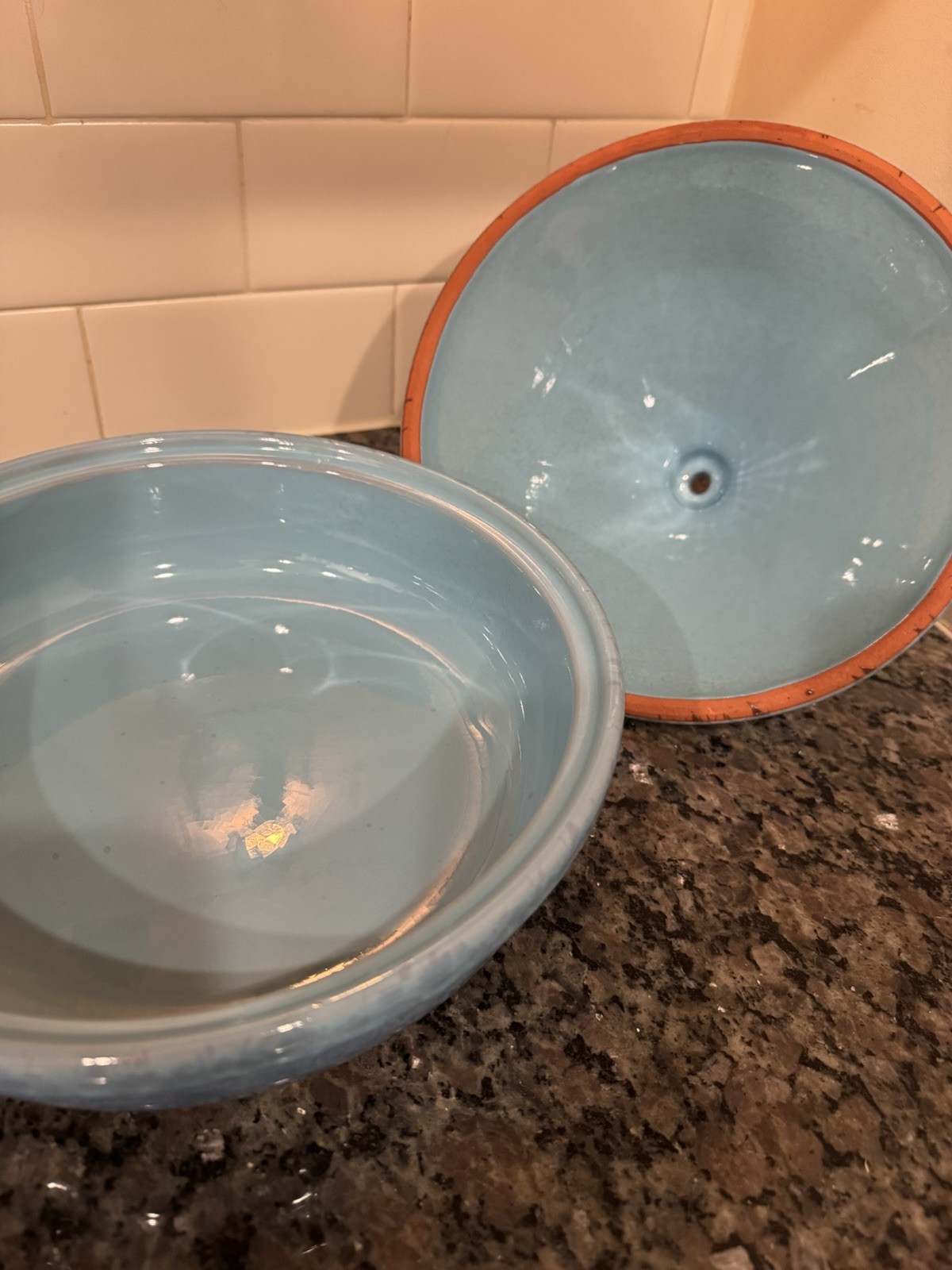 Blue Terracotta Ceramic Tagine With Lid Base Pan Gas Electric Compatible Italy gallery