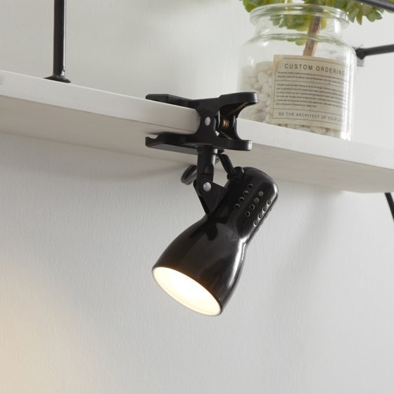 Mainstays 5" Metallic Black Adjustable Mini Clip Lamp, with LED Bulb Included gallery