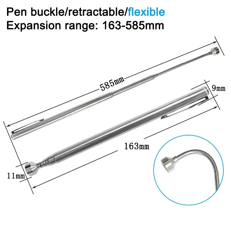 1pc Silver Magnetic Pickup Tool Retractable Rotatable Pen Clip Magnet Rod - NEW gallery