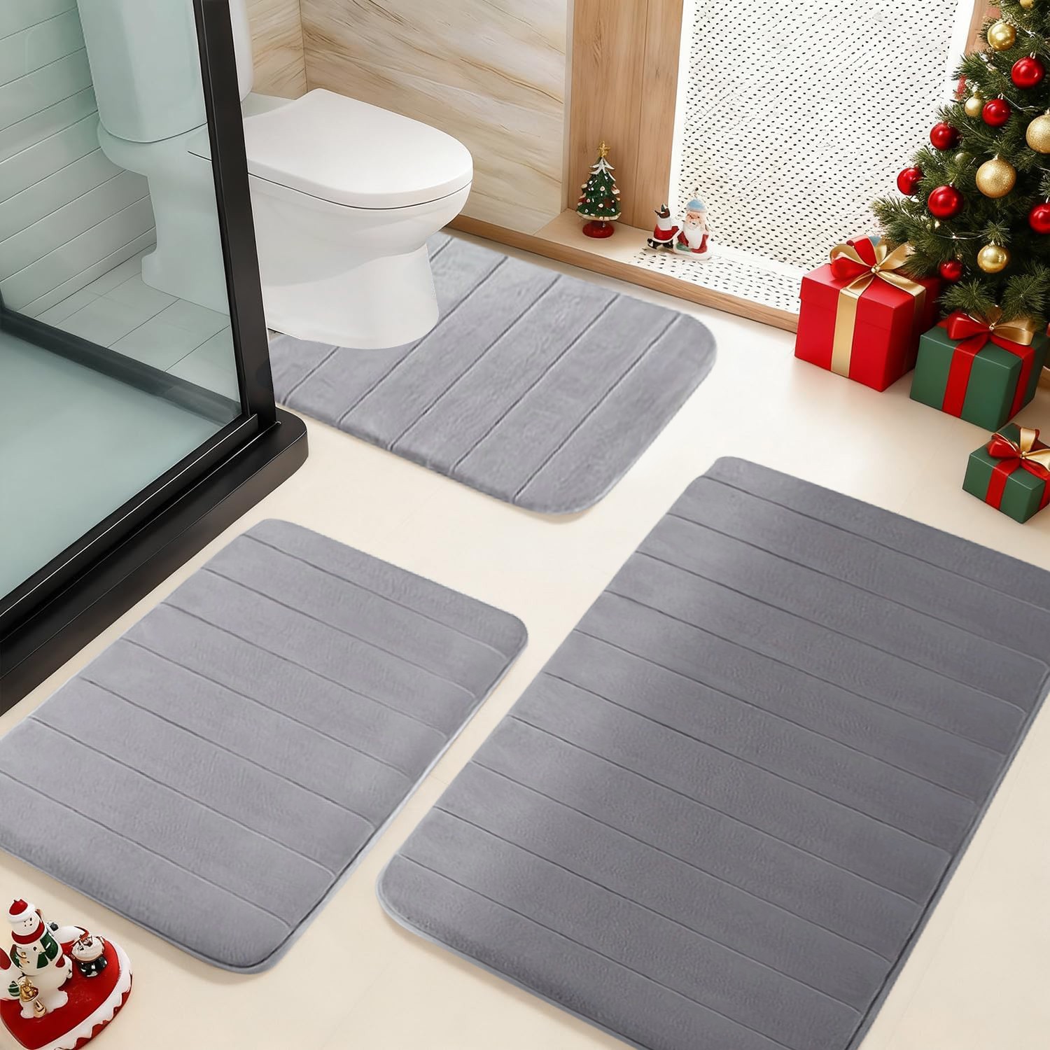 3PC Bathroom Rug Memory Foam Bath Mat Set - Small Large and Contour Bath Rugs gallery