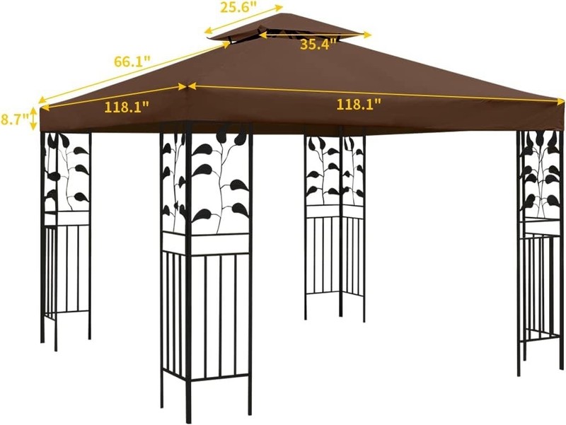 10x10 Gazebo Canopy Top,Replacement Canopy 10x10,2-Tiers Weather-Resistant-Brown gallery