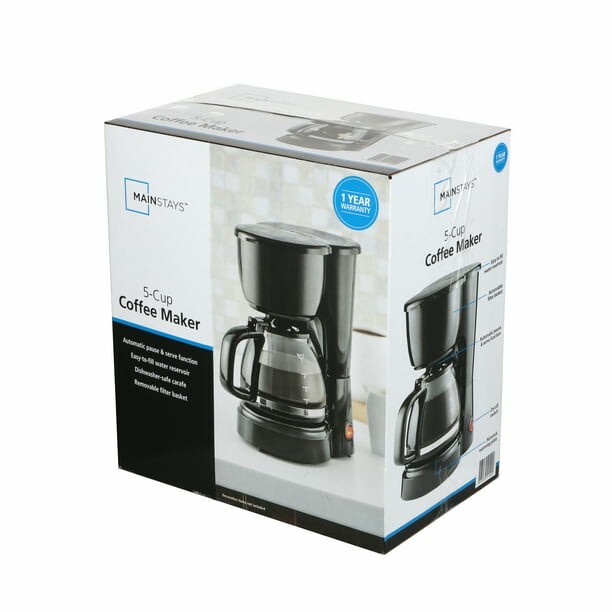 Mainstays 5 Cup Black Coffee Maker - Black gallery