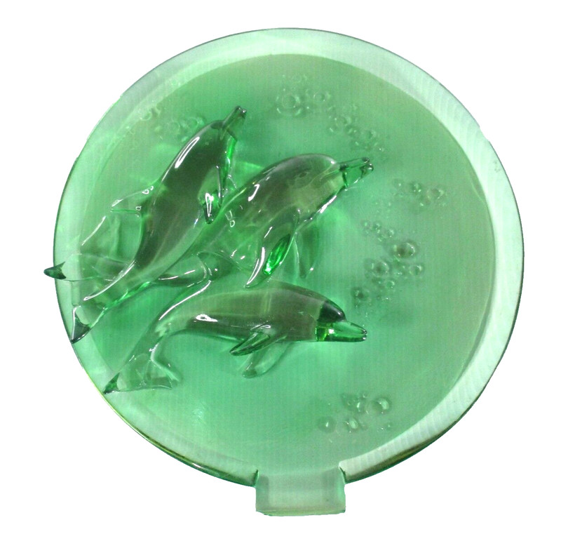 Dolphin Embossed Display Plate Acrylic Green 3 Dolphins Frolicking 21.5cm Dia gallery