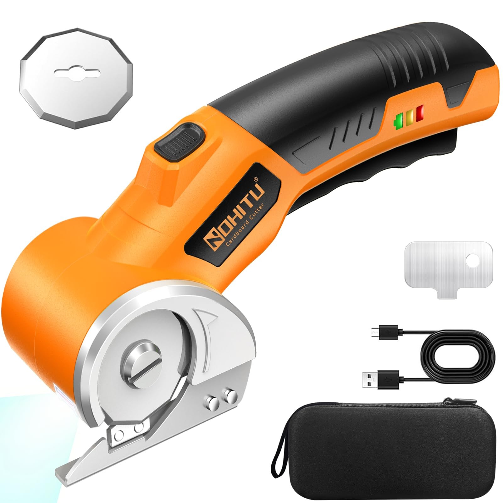 Cordless Electric Scissors: 4V Rechargeable Rotary Cardboard Cutter, 3000mAh ... gallery