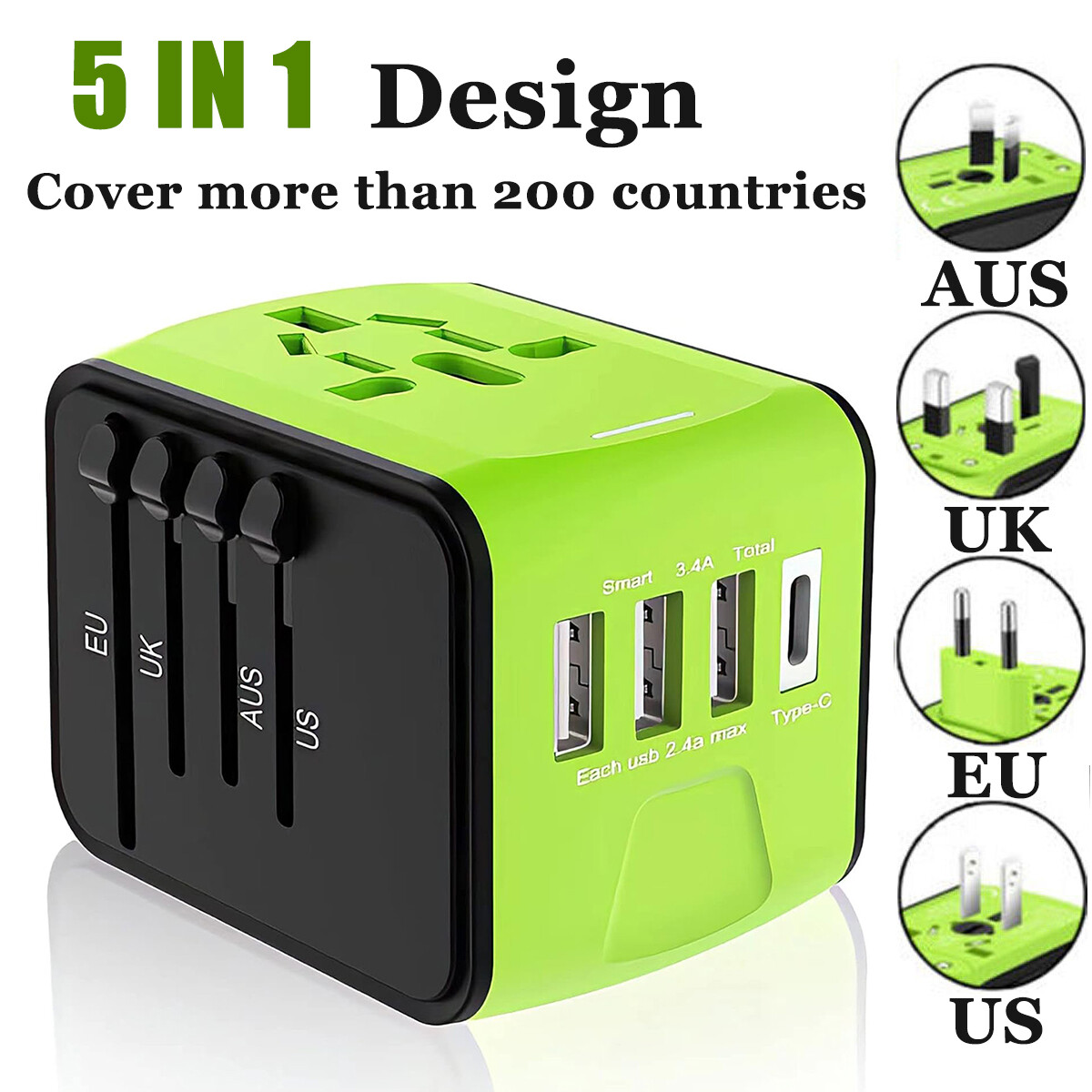 Universal Travel Adapter International All in One USB C Wall Charging Power Plug gallery
