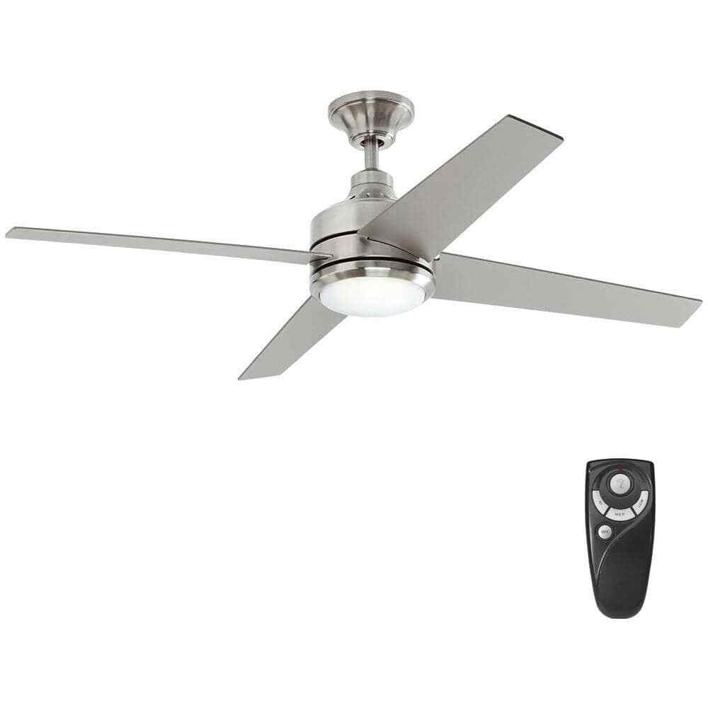 HOME DECORATORS Mercer 52 in. LED Brushed Nickel Ceiling Fan w/ Light & Remote gallery