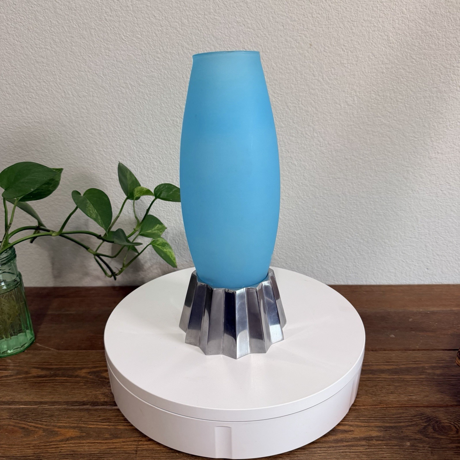 Vintage All For Sun Hurricane Lantern Aluminium/Glass Candleholder Blue gallery
