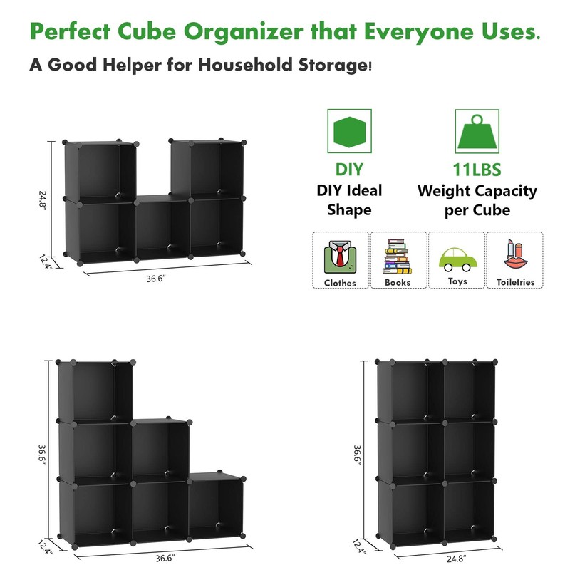 6-Cube Storage Organizer, Stackable Storage Cubes Shelves, Portable Bookshelf... gallery