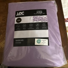 LDC LUX DECOR COLLECTION Purple Microfiber 6 Pc Queen Sheet Set Deep Pocket Soft