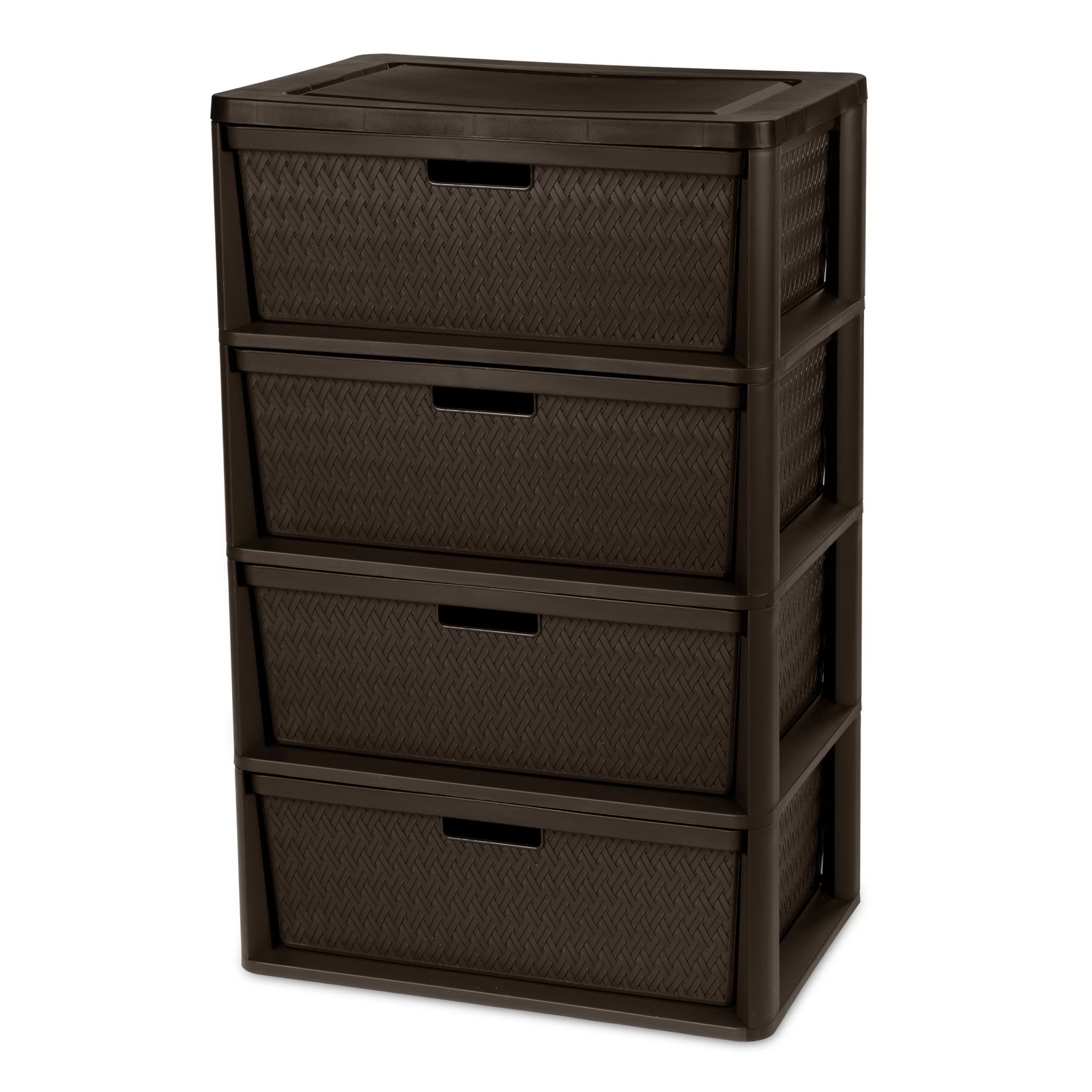 Wide 4 Drawer Tower, Plastic Storage Organizer with Removable Decorative Bins, E gallery