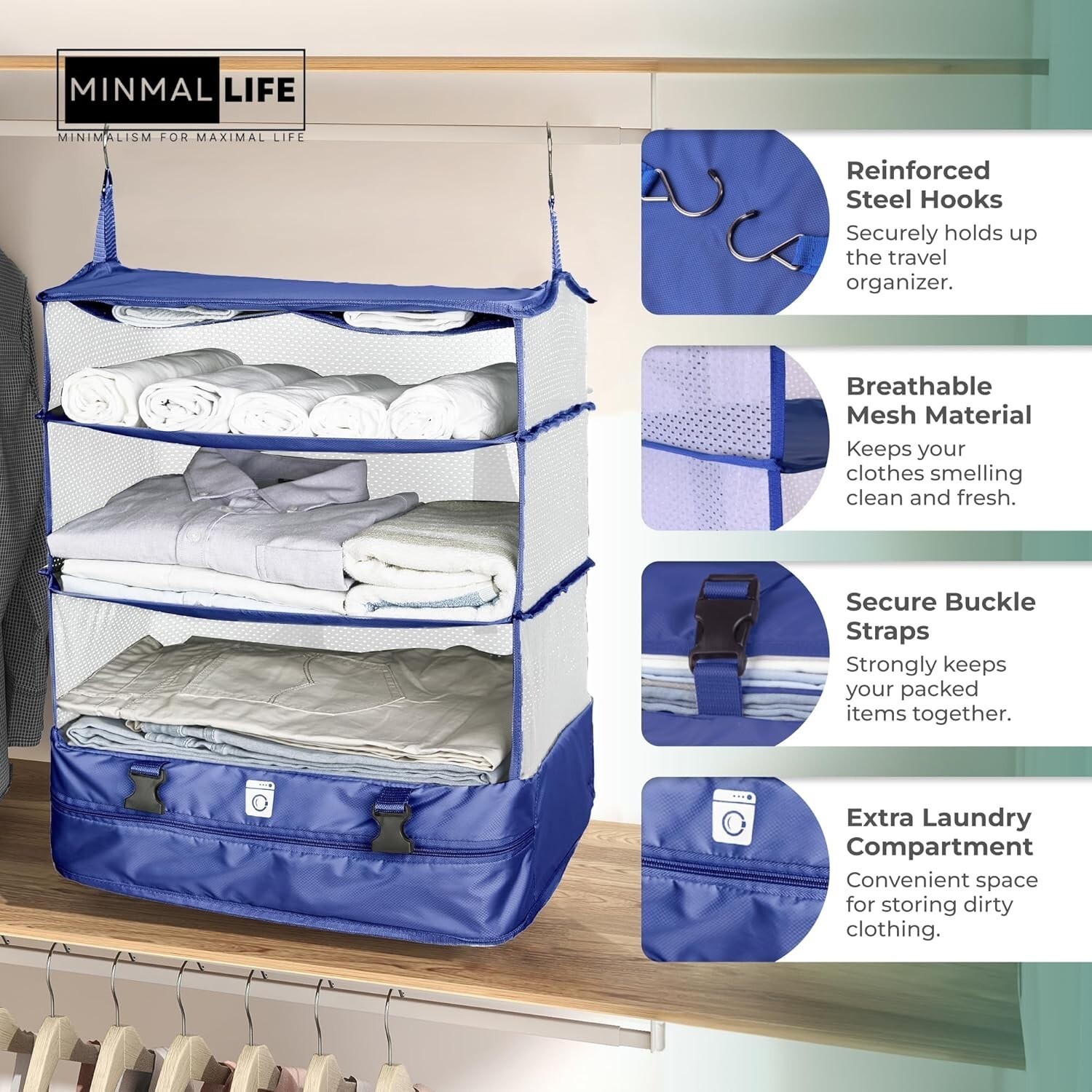 Portable Hanging Travel Shelves, Collapsing Closet Organizer Hanging Cubes gallery