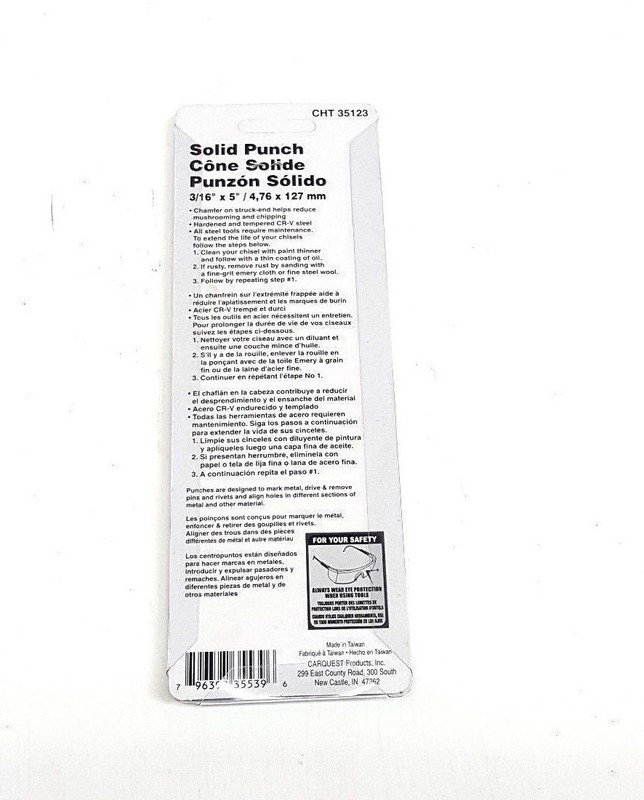 Carquest CHT35123 Solid Punch 3/16" x 5" "Full Lifetime Warranty" gallery