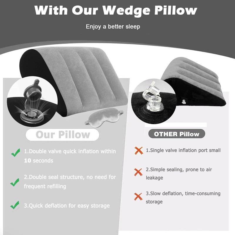 Elevating Pillow with Sleep Mask, Bed gallery