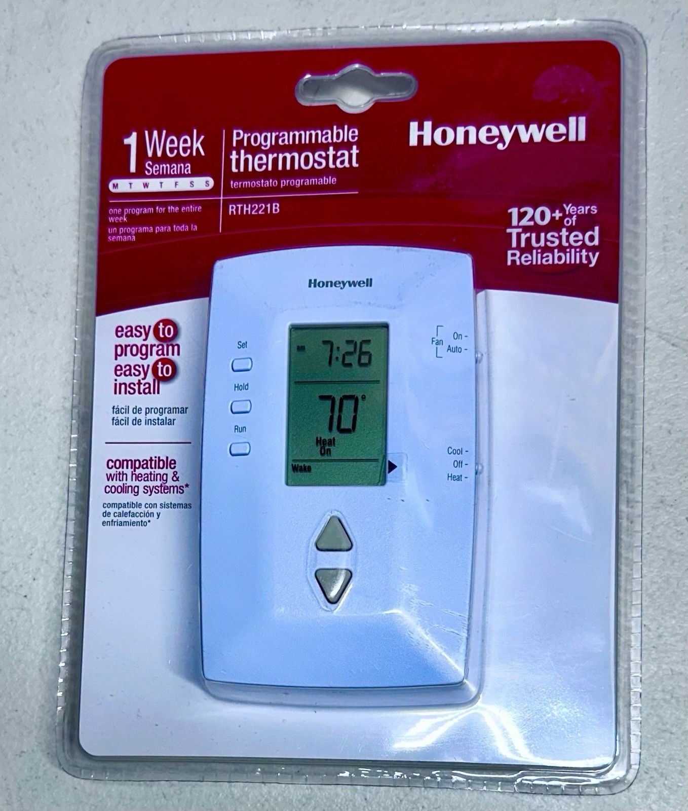 Honeywell RTH221B Vertical 1 Week Programmable Digital Thermostat Heat & Cooling gallery
