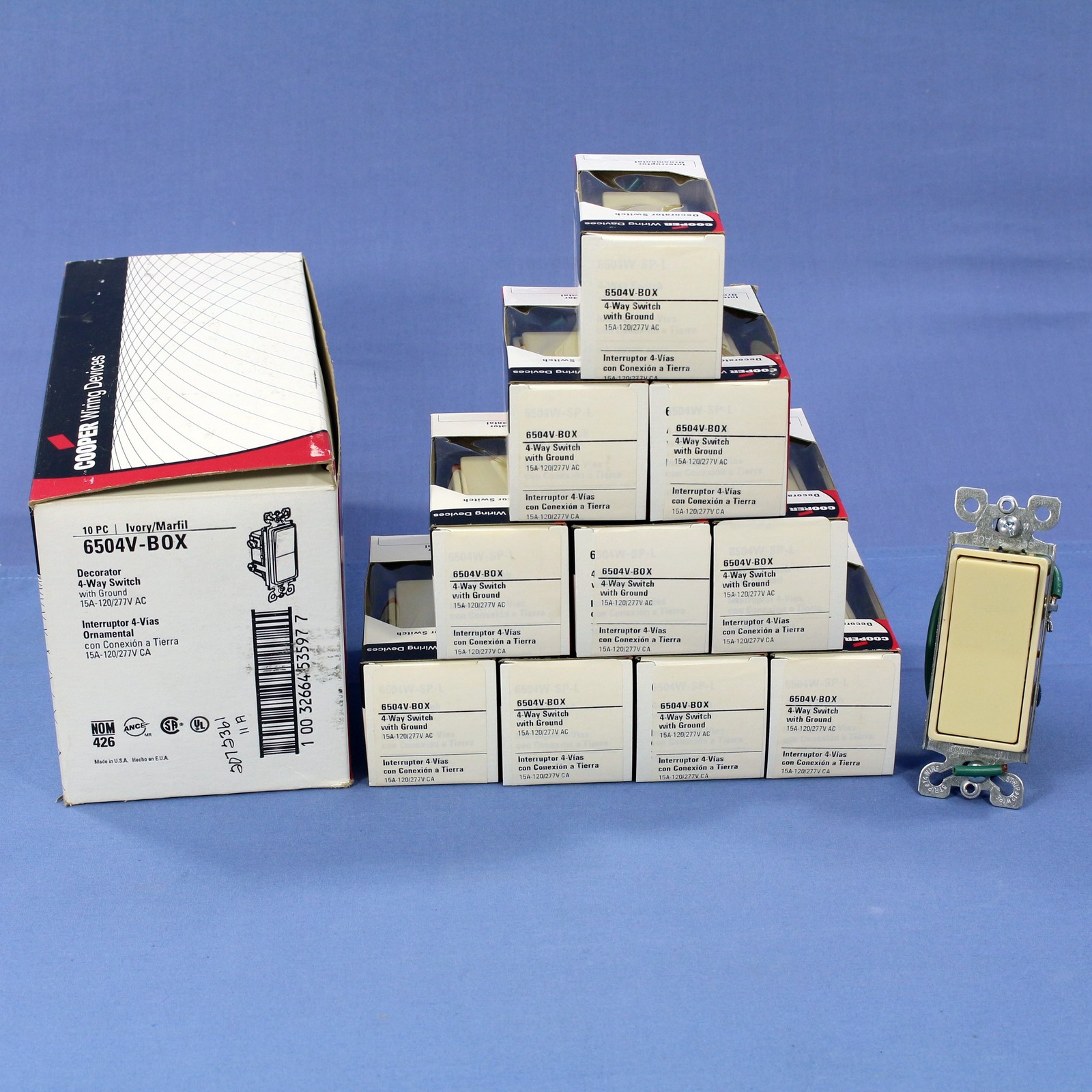 Cooper 6504V Ivory 4-Way Decorator Rocker Wall Light Switch 15A 120/277V 10pcs gallery