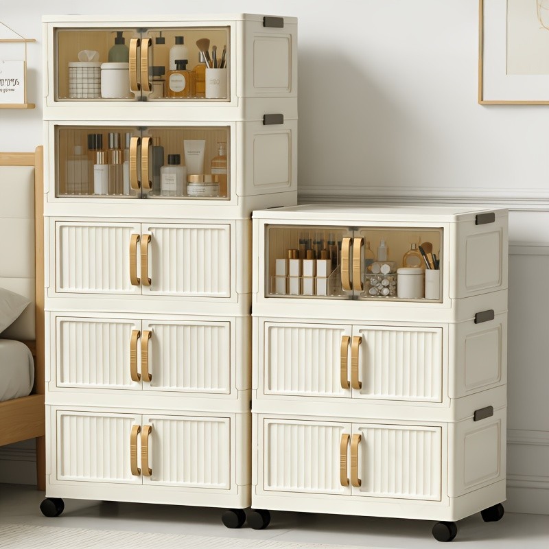 Foldable Storage Cabinet 5-Tier Shelf Organizer Bedroom Living Room Entryway gallery