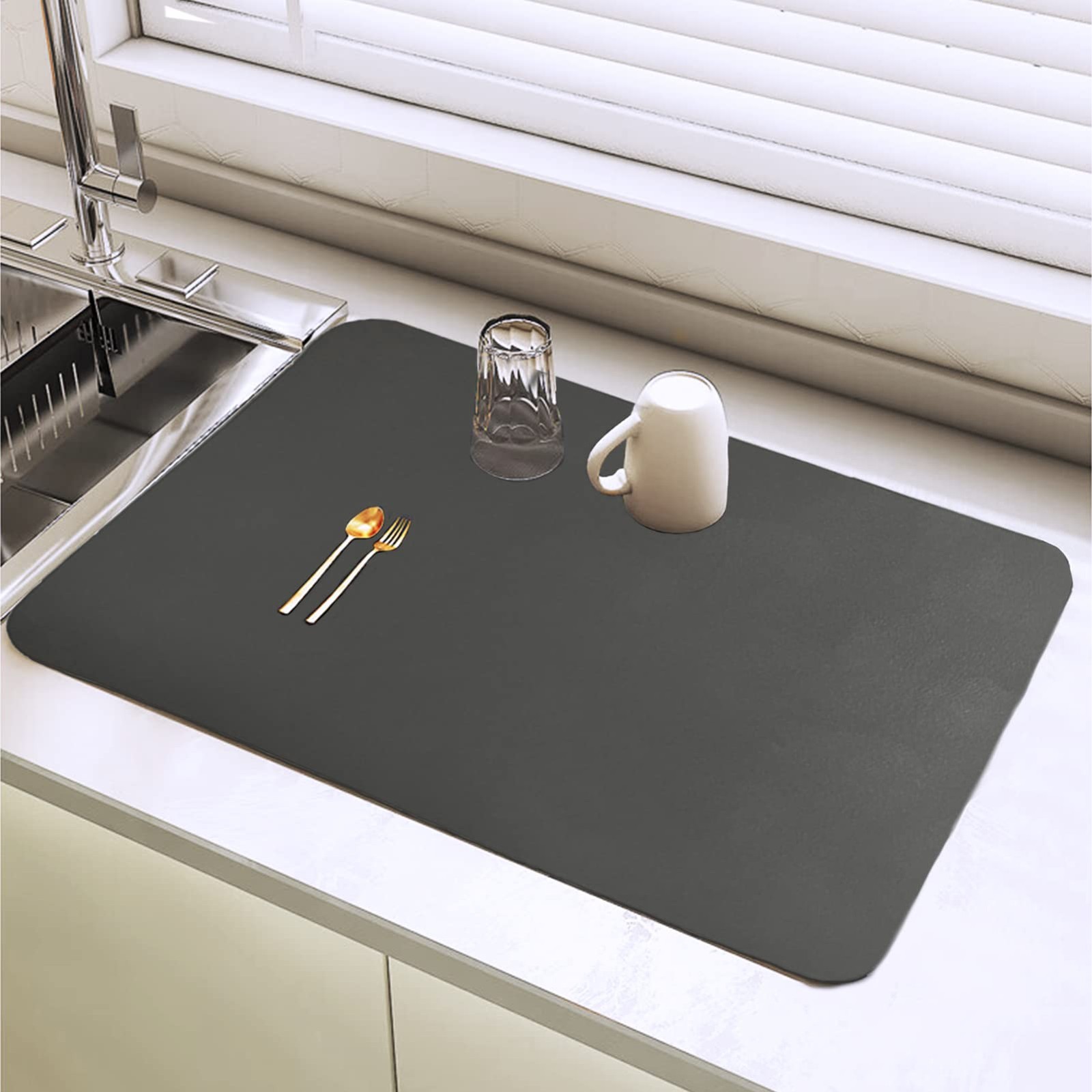 Small Dish Drying Mat 16"x12" Non Slip Kitchen Absorbent Draining Mat Quick D gallery