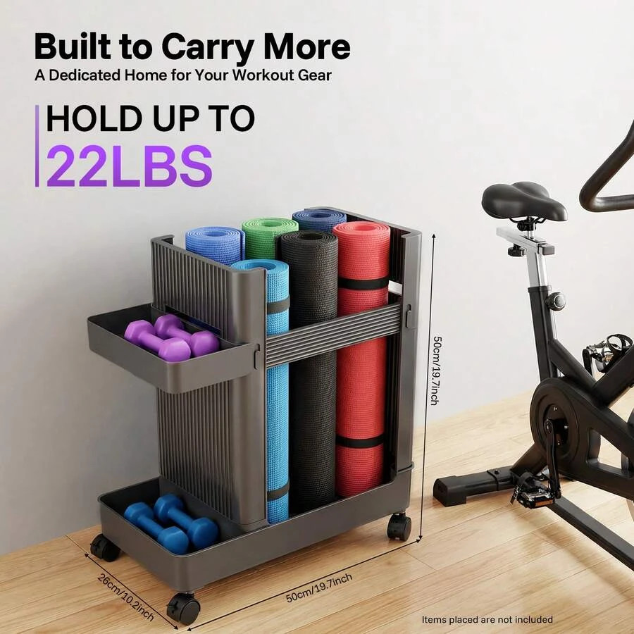 NEW Modern Workout Equipment Storage Cart w/ Wheels FREE SHIPPING gallery