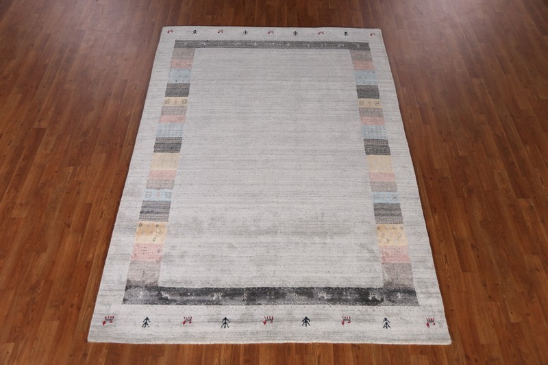 Bordered Eye-catching Gabbeh Area Rug Handmade Wool 5x8 ft gallery