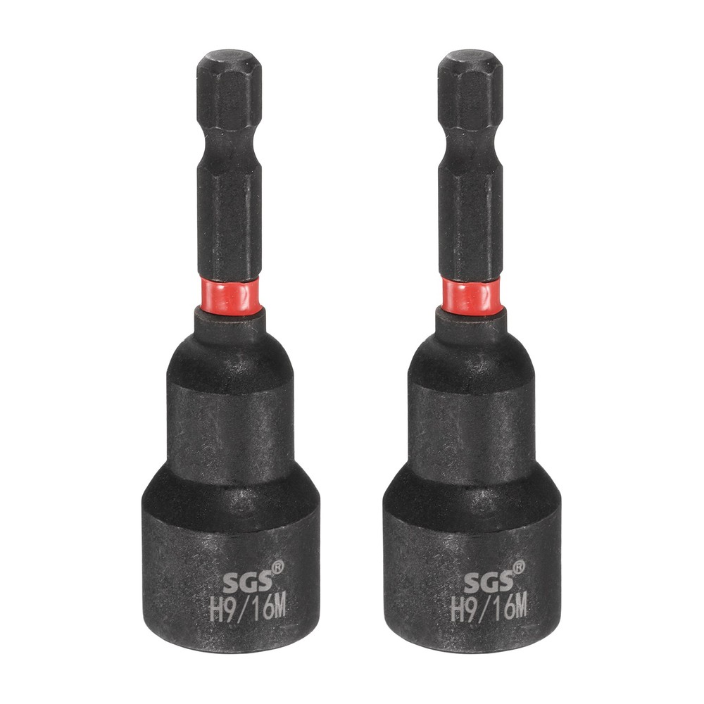 2pcs Nut Driver Drill Bit 9/16" Socket 1/4" Hex Shank 2.56" Length Magnetic