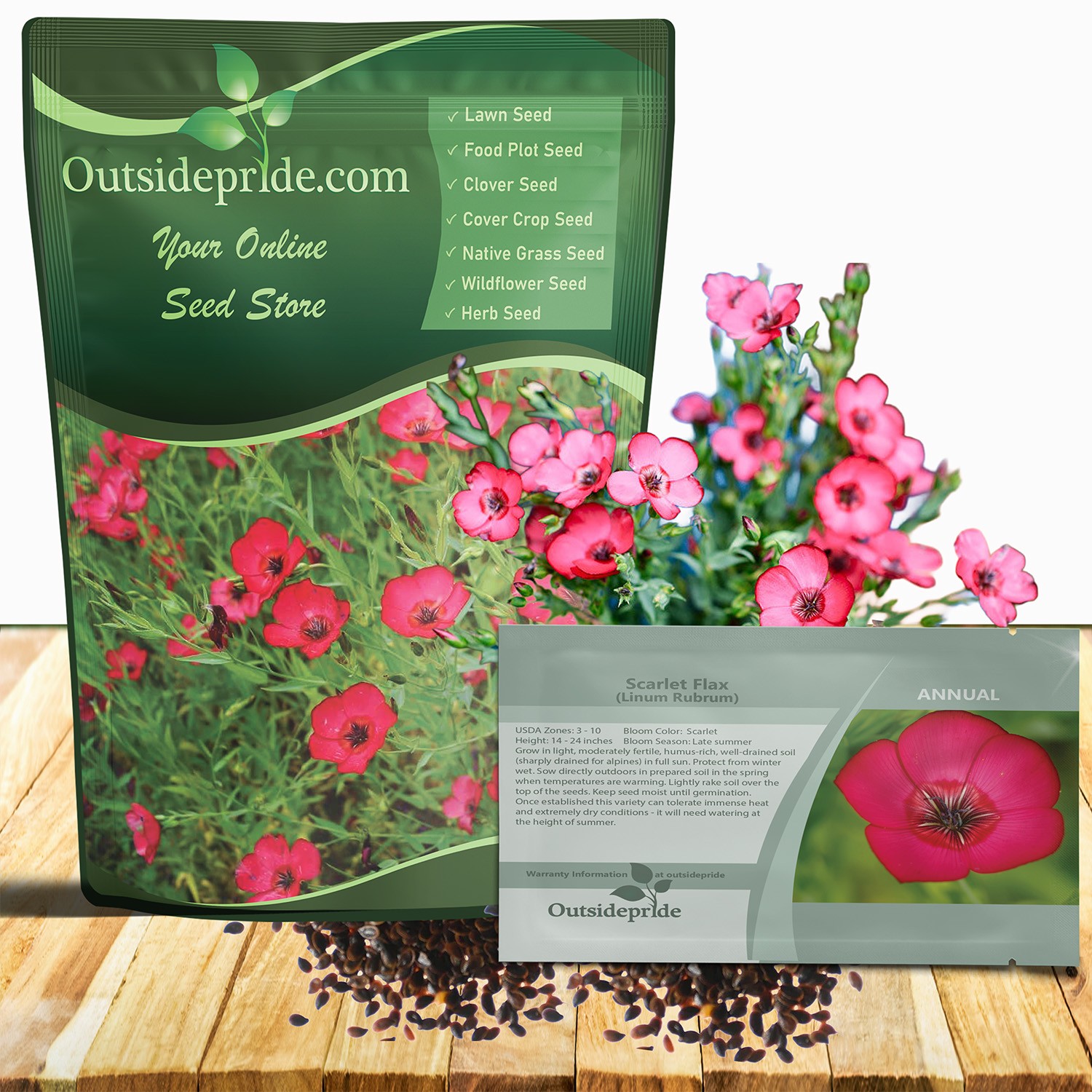 5000 Seeds Drought Tolerant Linum Rubrum Scarlet Flax Wildflower Seed gallery