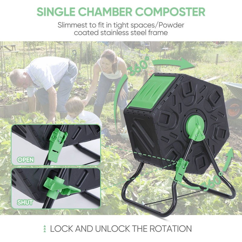 Small and Light Compost Bin Tumbler Single Chamber Tumbling Composter Outdoor gallery
