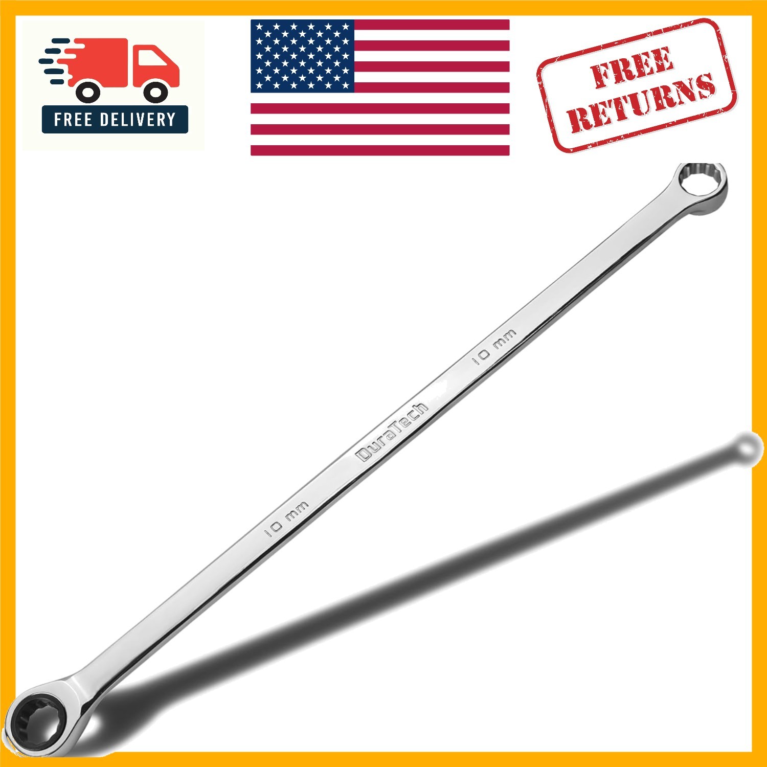 10mm Extra Long Ratcheting Wrench - Chrome Vanadium Steel, 12-Point Design gallery