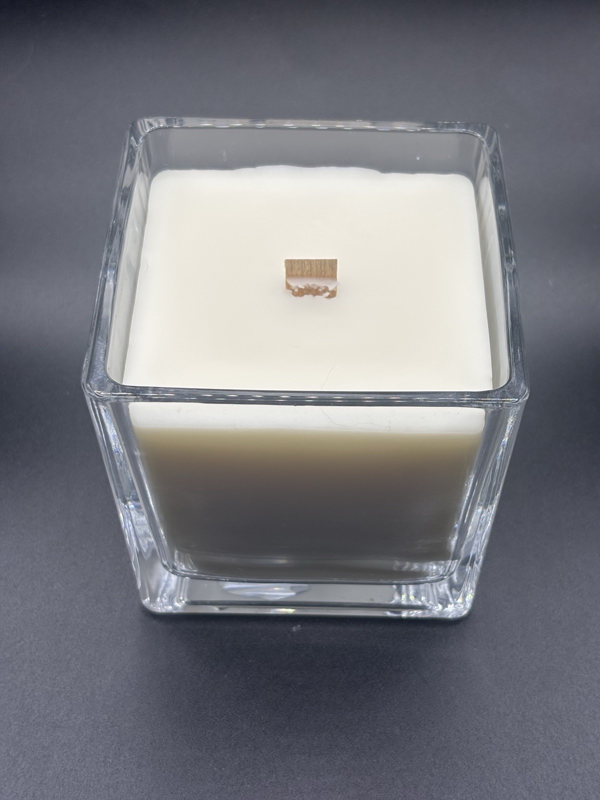 Handcrafted Unscented 18 oz Tallow Beeswax Candle In Clear Square Glass Jar gallery