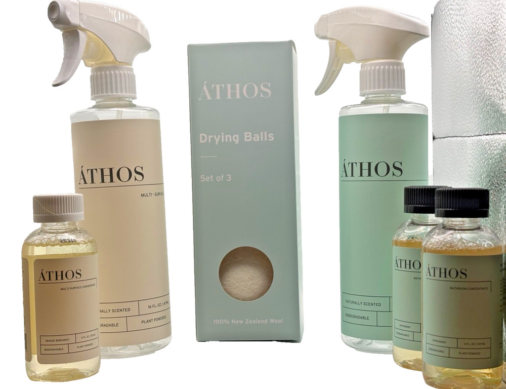 ATHOS Cleaning Bundle Bathroom & Multi-Surface Cleaner Concentrates Dryer Balls
