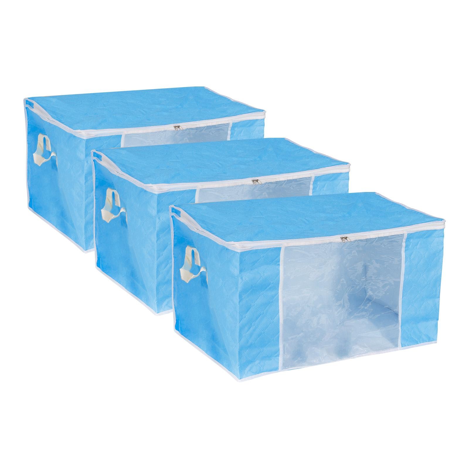 3pcs Clothes Organizer Comforters Storage Bag Clothing Storage Box Sky Blue gallery
