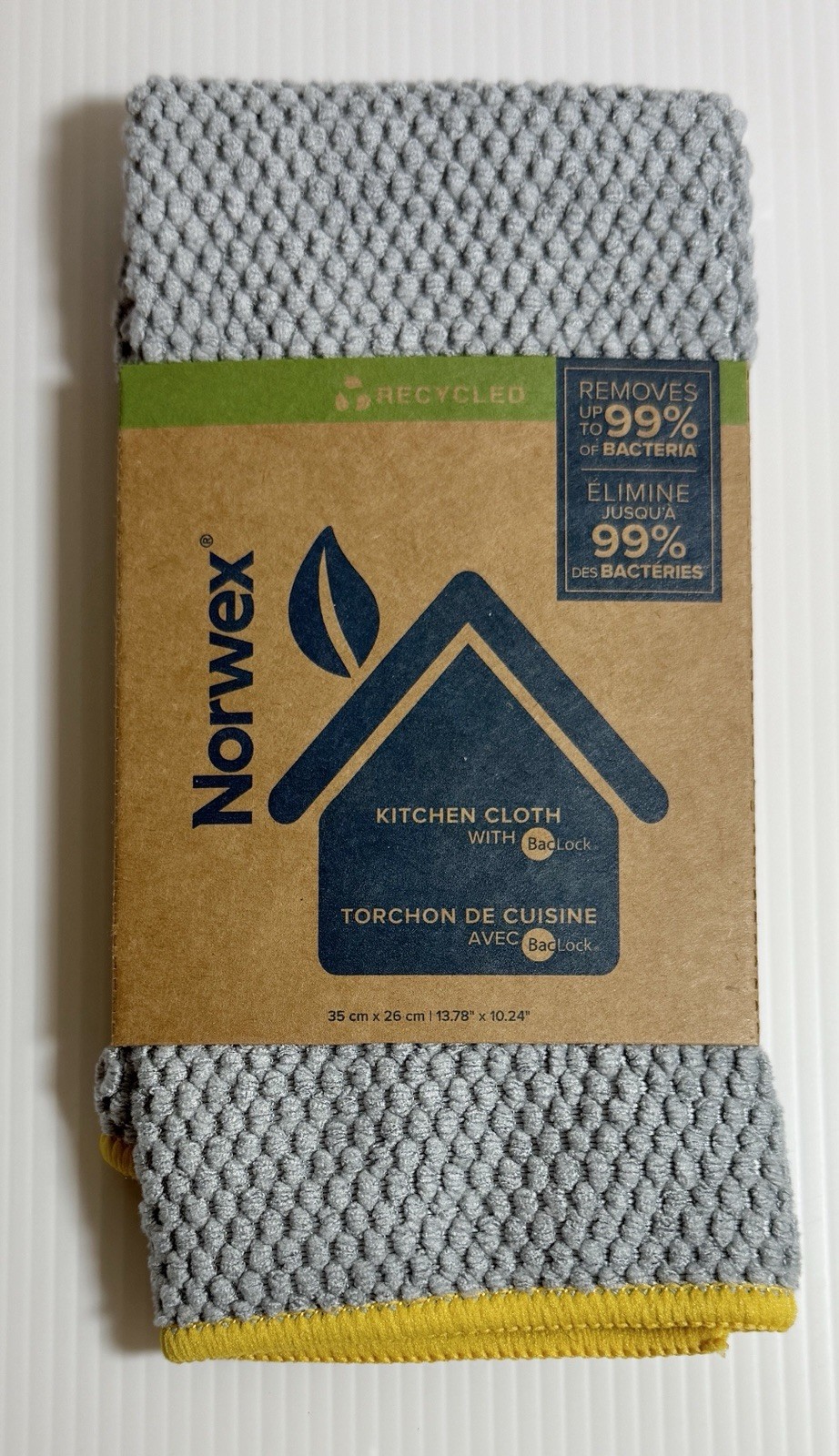 Norwex Kitchen Cloth with Baclock - Gray w/yellow trim gallery