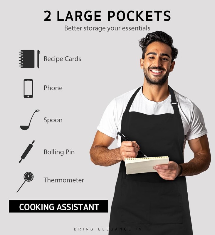 Kitchen Chef Bib Apron Cooking 2 Pockets Waterproof Butcher Catering Restaurant gallery