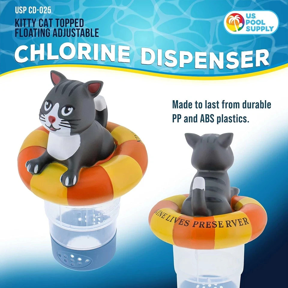 U.S. Pool Supply Kitty Cat Floating Pool Chlorine Dispenser, Collapsible Base, gallery