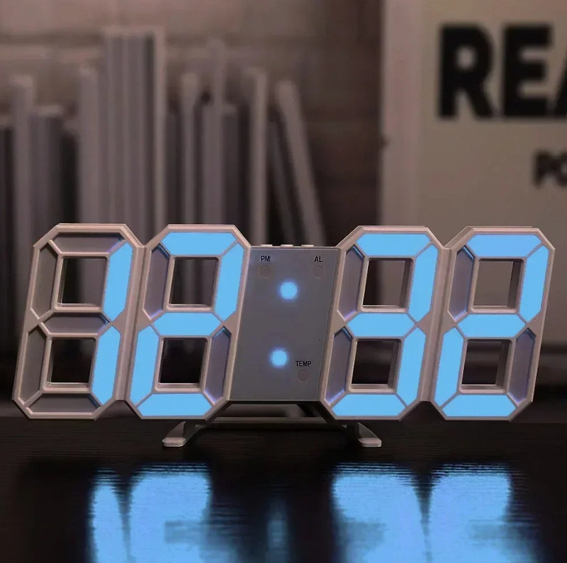 1pc 3D LED Digital Wall Clock USB Powered Night Mode Room Decor Clock - NEW gallery