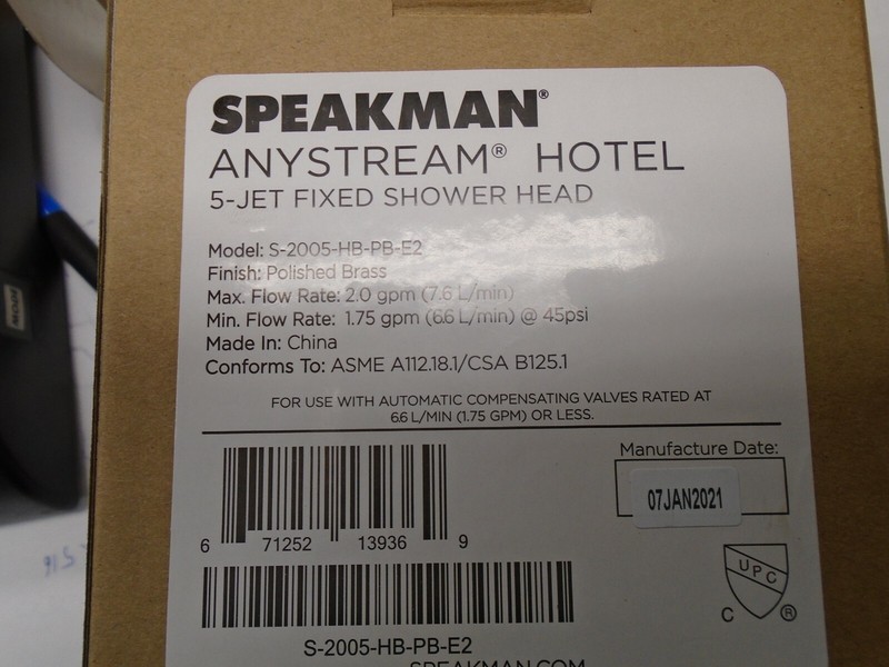 Speakman S-2005-HB-PB-E2 Anystream Shower Head, Polished Brass.HW108 gallery