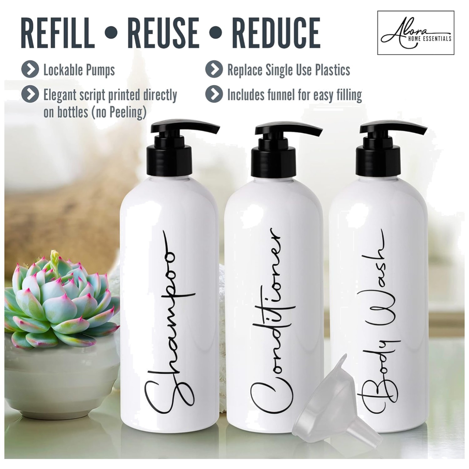 Refillable Pump Bottles for Shampoo Conditioner Body Wash gallery