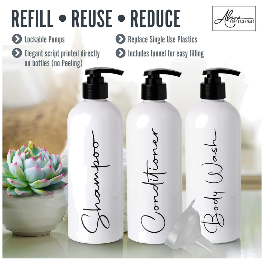 Refillable Pump Bottles for Shampoo Conditioner Body Wash