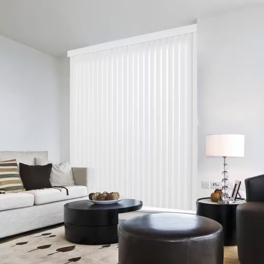 Crown White Cordless Smooth Vertical Louvers (9 Pack) - 3.5 In. W X 84 In. L (Ac gallery