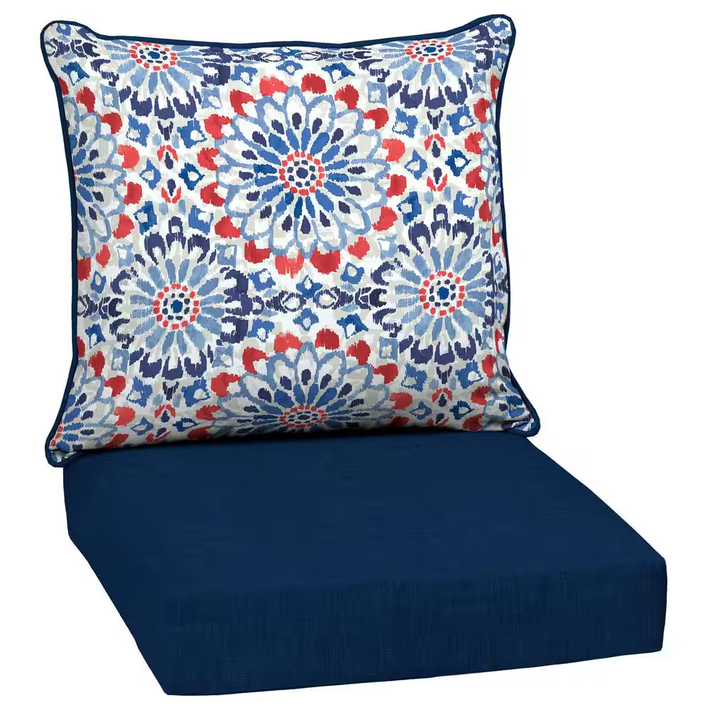 24 In. X 24 In. 2-Piece Deep Seating Outdoor Lounge Chair Cushion in Clark Blue gallery