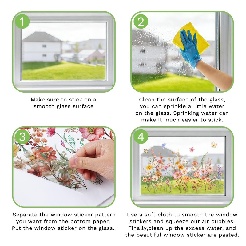 Spring Summer Flower Window Clings - 9 Sheets Double-Sided Daisy Stickers, Reusa gallery