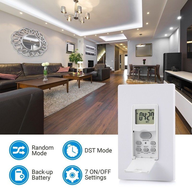 7-Day Programmable In-Wall Timer Switch, Digital, Random Mode, Neutral Wire Requ gallery