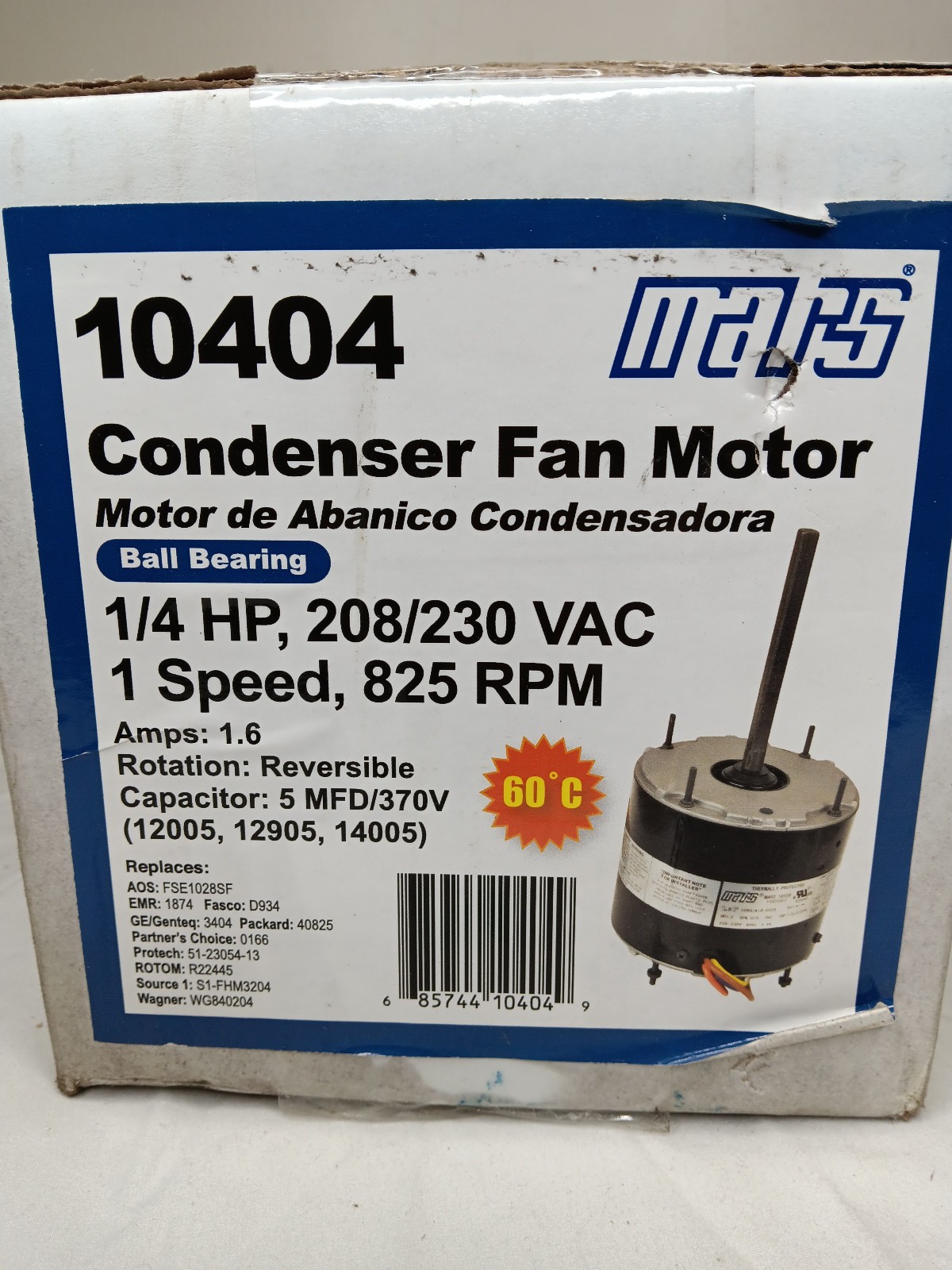 Mars - Single Speed Condenser Fan Motor - 1/4 HP - 208/230 Volt - 825 RPM gallery