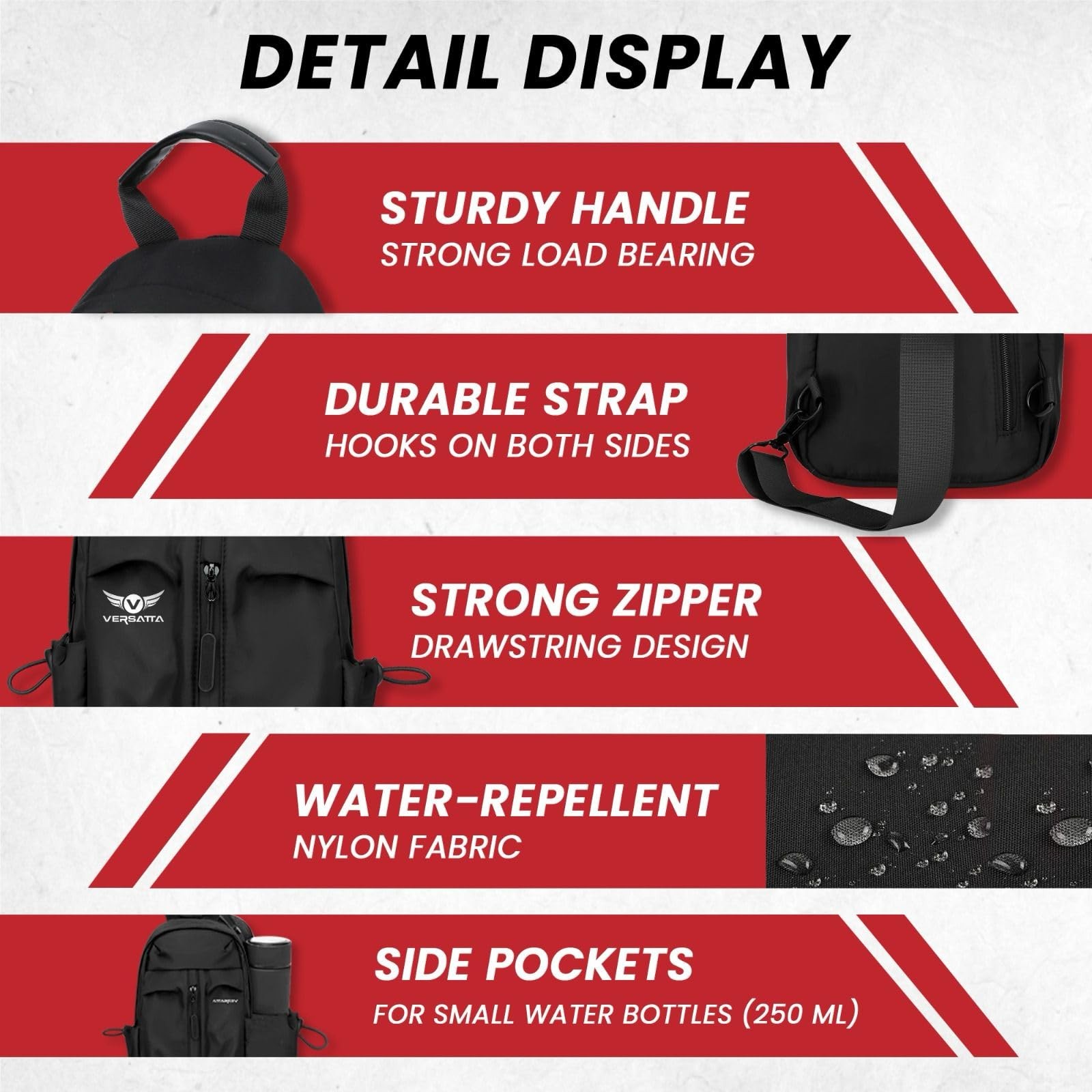 Small Sling Crossbody Backpack with RFID Pocket, Adjustable Shoulder Bag for ... 3