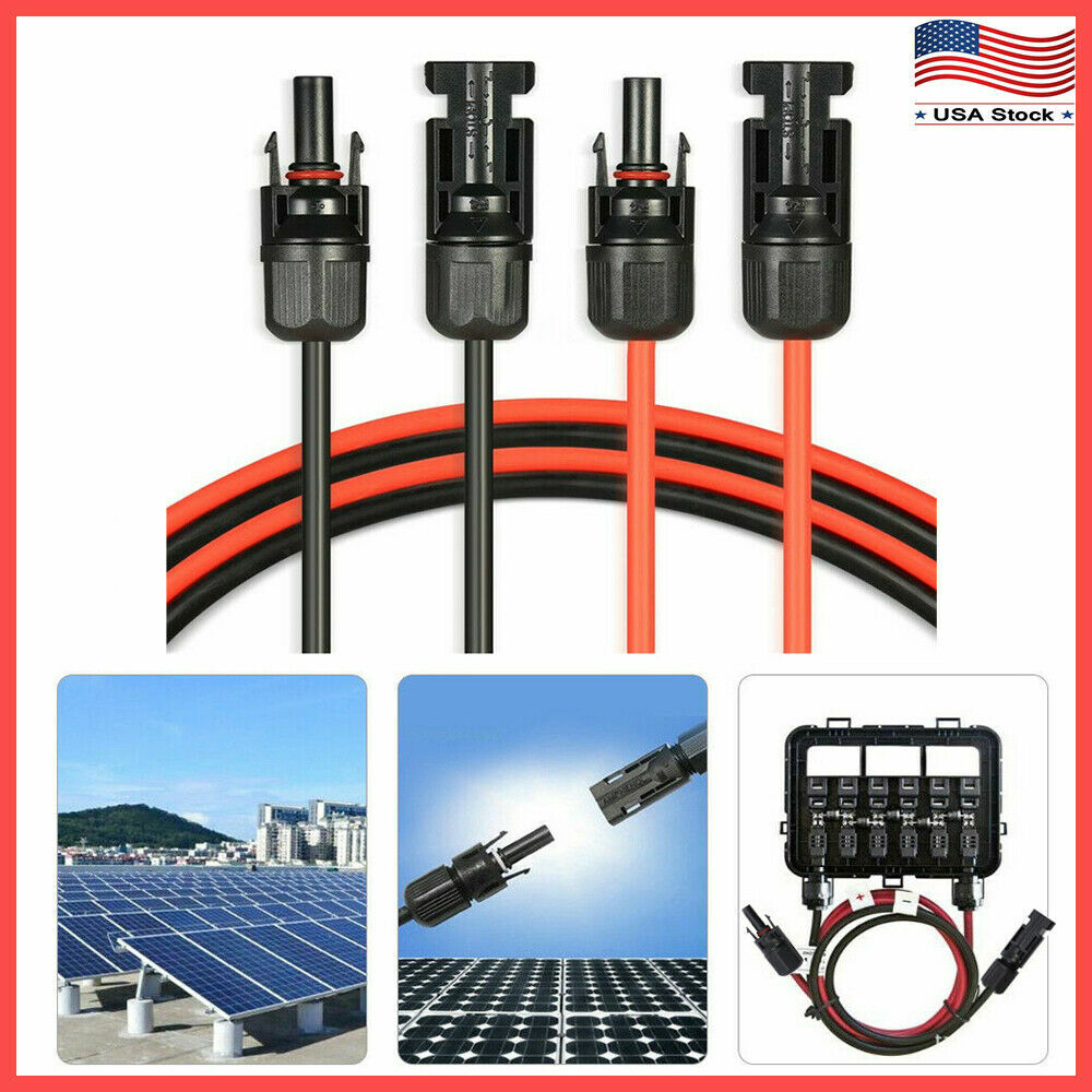 Solar Panel Cable Wire Pair Black + Red Fits MC4 Connectors 8 / 10 / 12 / 14 AWG gallery