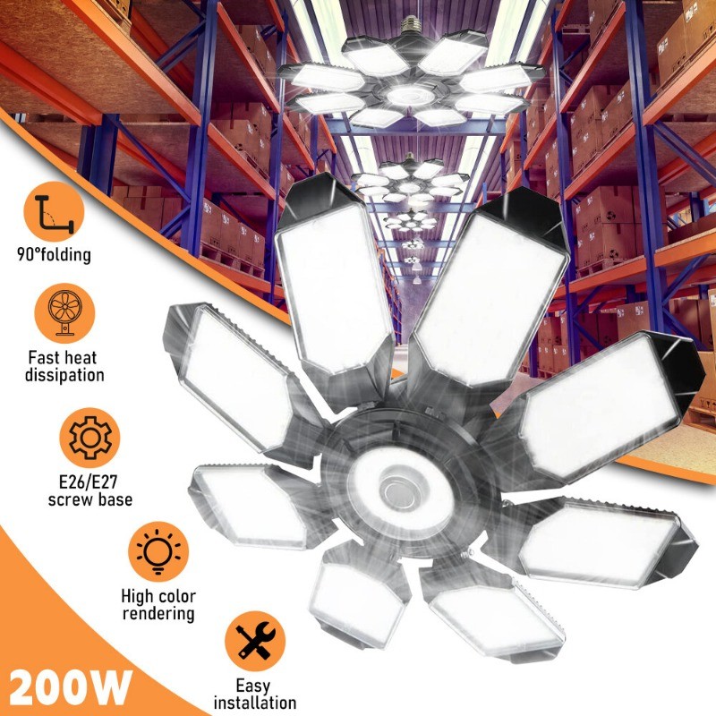 12000000LM LED Garage Light Super Bright Work Shop Ceiling Light Deformable Bulb gallery